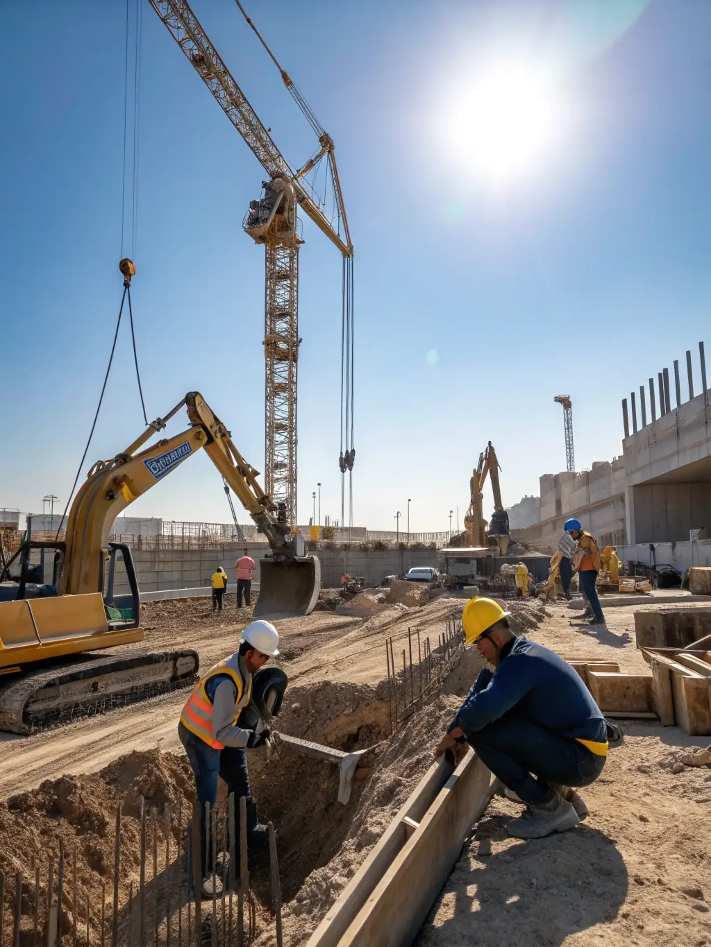 A construction site with workers using heavy machinery, showcasing how Singa Finance's business loans can support large-scale projects and infrastructure development.